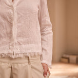 Camisa Cropped Linho Desfiado